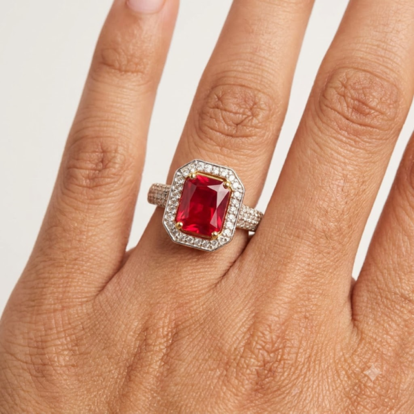 Luxury Red CZ Cocktail Ring for Women