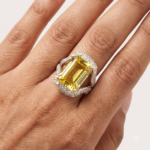 Moissanite Emerald Cut Citrine Ring