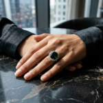 Green Cubic Zirconia Halo Ring