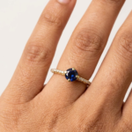 Blue CZ Oval Shaped Ring for Women