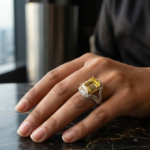 Moissanite Emerald Cut Citrine Ring