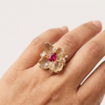 Ruby Red Floral Statement Ring