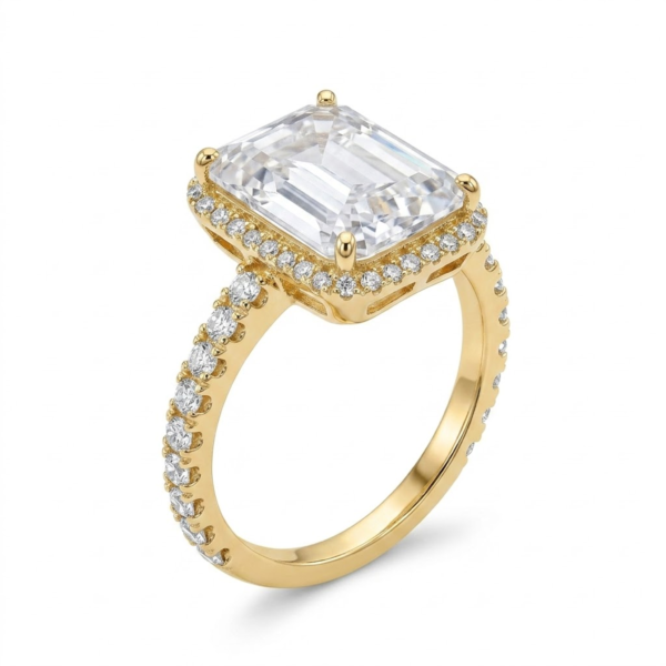 Radiant Emerald Cut Moissanite Engagement Ring