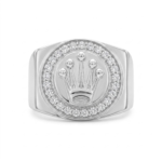 Crown Logo Moissanite Signet Ring