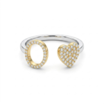 Letter O And Heart Moissanite Ring