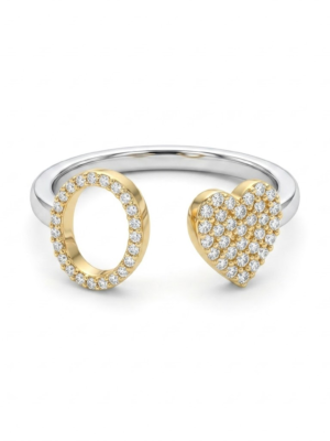 Letter O And Heart Moissanite Ring