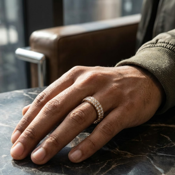 Double Row Moissanite Eternity Band