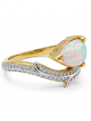 Opal Pear Shaped Ring In 925 Sterling Silver