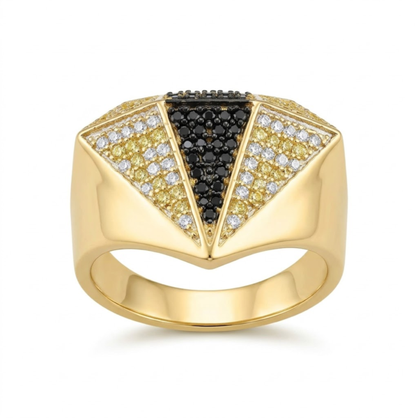 Geometric CZ Ring Opal In 925 Sterling Silver