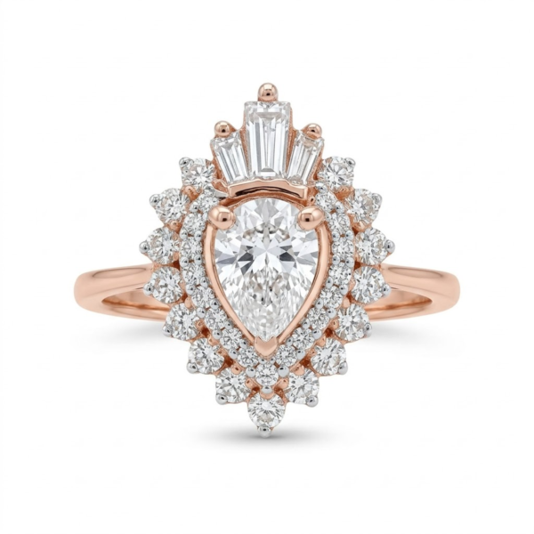 Heart Cut Moissanite Cluster Engagement Ring