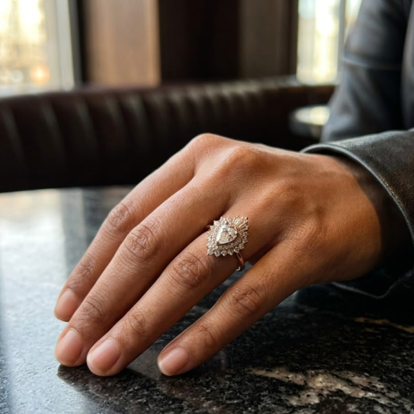 Heart Cut Moissanite Cluster Engagement Ring