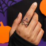 Blue Pink CZ Star Ring In 925 Sterling Silver